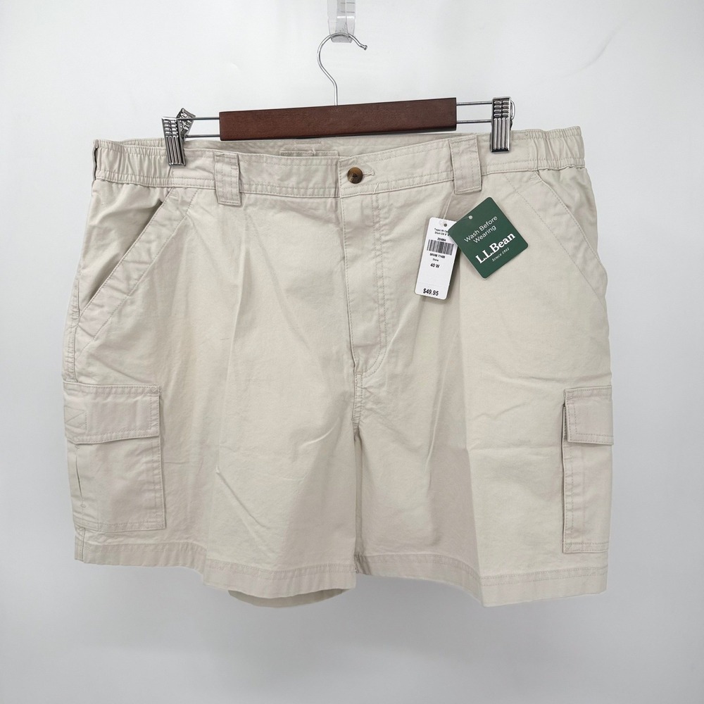 L.L.Bean Men 40 Cargo Shorts Tropic Weight Stone Comfort Waist 6" Inseam NWT